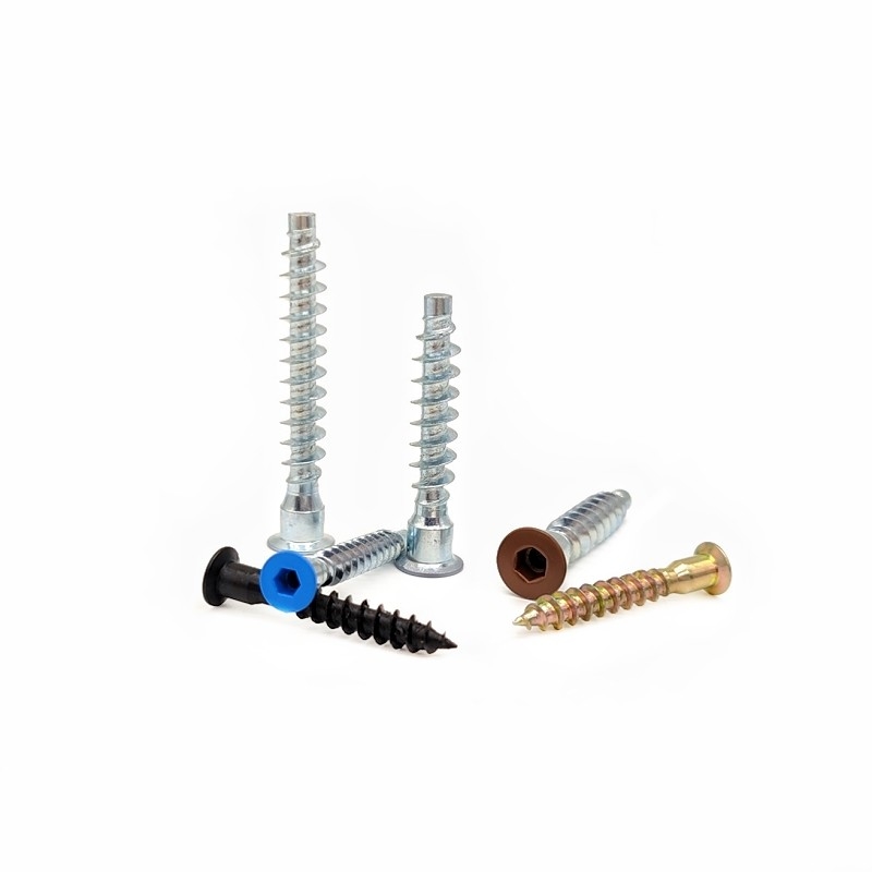 상하이 목재 캐비닛 나사 자율 탭 2.9mm M6 * 50 M7 * 28 평면 머리 육각형 자율 탭 나사